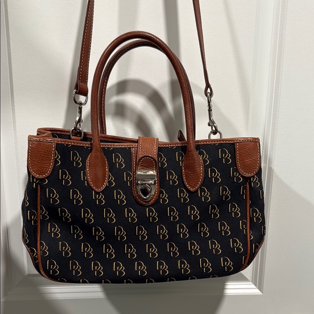 Dooney & Bourke Monogram Shoulder Bag in Brown and Black